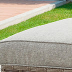 Outdoor Cushioned Ottoman Wicker Patio Furniture Ottoman with Grey Cushion Metal Steel Frame