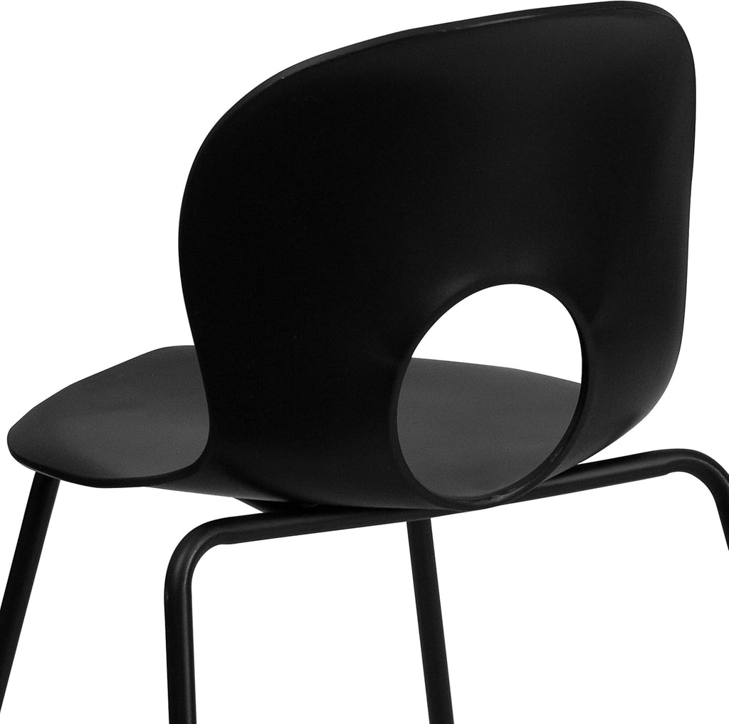 Flash Furniture 5 Pack HERCULES Series 770 lb. Capacity Designer Black Plastic Stack Chair with Black Frame