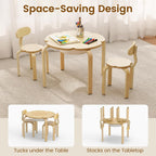 Olakids Kids Table and Chair Set, Wooden Toddler Activity Desk with Center Storage Basket, Ideal 3-Piece Children Furniture for Art Crafts Playing Eating Drawing Reading