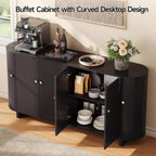ONBRILL 63 Inch Sideboard Buffet Cabinet, Modern Oval Cabinets with Doors, Large Buffet Cabinets with Storage, Console Credenza w/Adjustable Shelves for Living Room, Kitchen, Entryway, Black