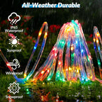 Solar Rope Lights, 2 Pack 33FT 100 LED Solar Fairy Lights with 8 Lighting Modes, IP65 Waterproof Trampoline Lights Outdoor for Yard Patio Deck Fence Tree Party Holiday Decoration, Multicolor