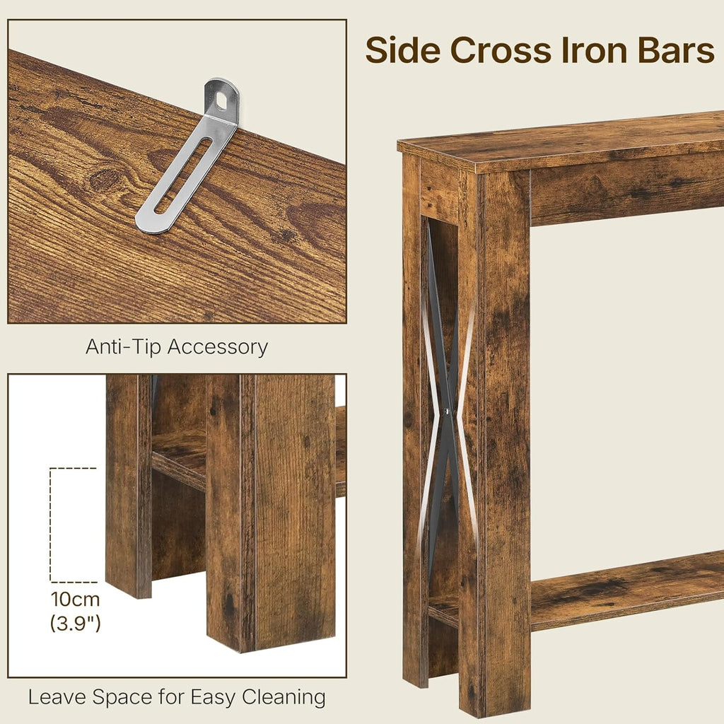 YATINEY Farmhouse Console Table, 39.4'' Small Narrow Entryway Table, Wood Couch Table Behind Sofa with Storage Shelf, Slim Farmhouse Hallway Table for Living Room, Hallway, Foyer, Rustic Brown CT34RR