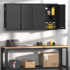 Coolsun Garage Wall Cabinet, 26" H Metal Wall Cabinet with Lockable Doors and Adjustable Shelf, Wall Mounted Metal Storage Cabinets for Garage Assembly Required (26" H Black)