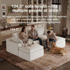 Novilla 104.3" Modular Cloud Couch, Modern Sectional Sofa with Smarts Coil® Support, Chenille Fabric, Upholstered Couch for Living Room Apartments Bedroom, No Assembly, 3 Seater + 1 Ottoman, White