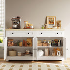 IRONCK Buffet Cabinet with Storage, Sideboard Storage Cabinet with Drawers, Coffee Bar Cabinet, Kitchen Cabinet with Doors, Natural Wood