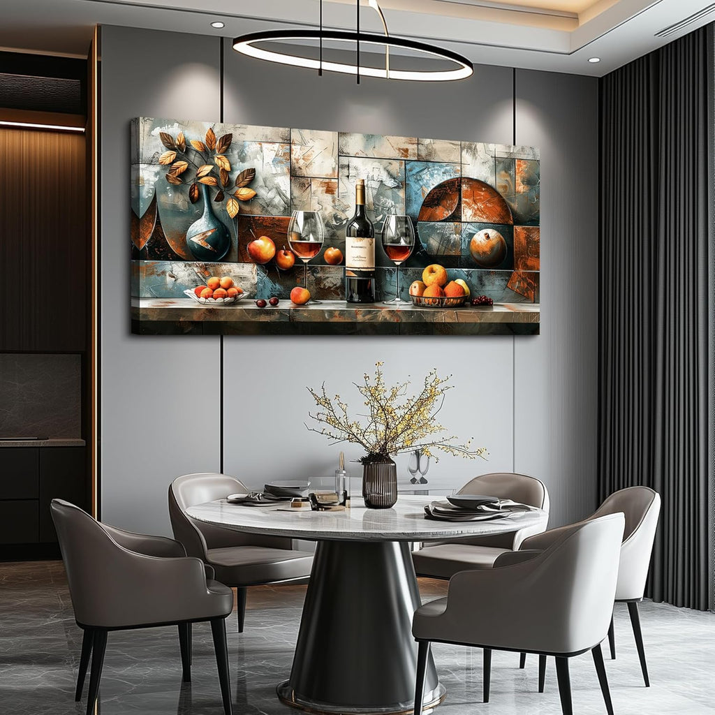 hyidecorart Wine Glass Fruit Modern Painting Wall Art For Kitchen Wall Decor For Living Room Dining Room Decorations Liquor Still Life Canvas Prints Artwork Bar Pub Posters Home Decor Ready to Hang
