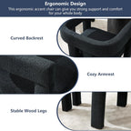 Boucle Barrel Side Chairs Set of 6, Modern Designed Upholstered Comfy Sherpa Fabric Accent Kitchen/Dining Chair, Kitchen Armchair for Living Room Dining Room Bedroom (Black, Set of 6)