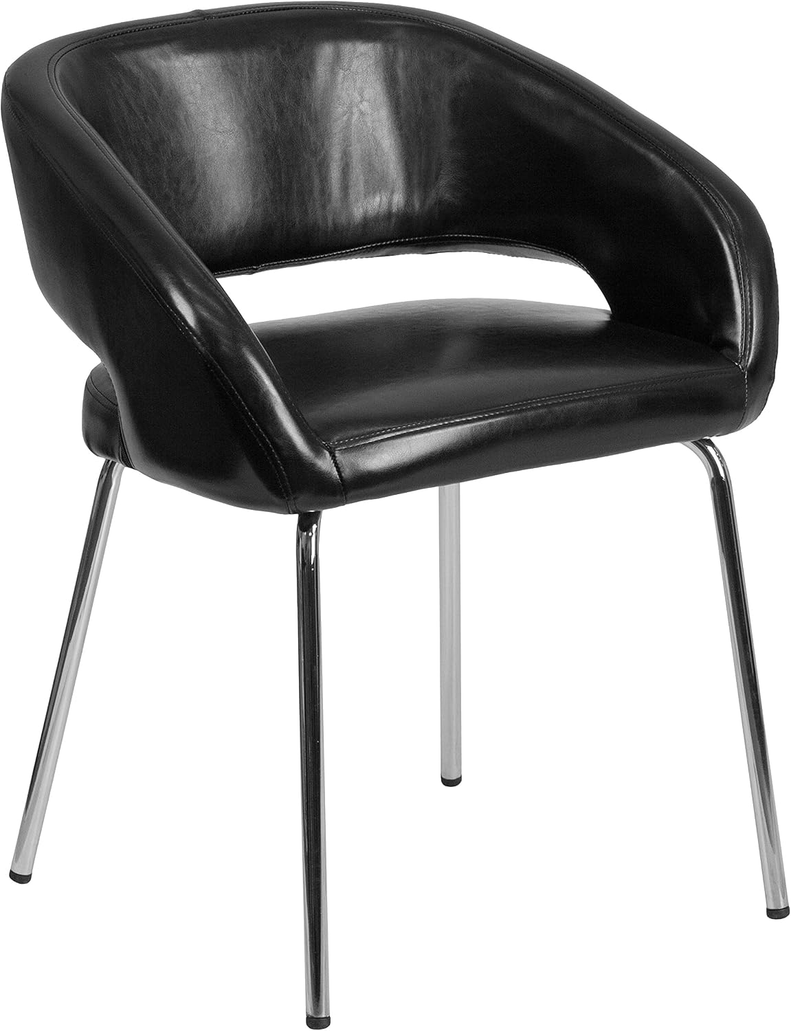 EMMA + OLIVER Contemporary Black LeatherSoft Side Reception Chair with Chrome Legs