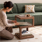 YESWOOD Solid Wood Side Table, Small End Table for Living Room Bedroom, Wooden Nightstand Bedside Table, 3-Tier Open Shelf Night Stand, Modern Accent Table for Sofa & Couch(Walnut, 15.74"D x 21.65"H)