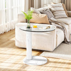 Recaceik Glass End Table, 22-Inch Round Glass Coffee Table, Modern Round Tempered Table for Small Spaces, Living Room, Bedroom