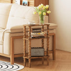 Veegle Side Table, Small End Table with Storage Shelf, 3-Tier Small Coffee Tables for Living Room Bedroom Narrow Spaces(Rustic Brown)