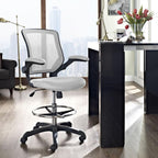 Modway MO-EEI-1423-GRY Veer-Reception Desk Flip-Up Arm Drafting Chair, 22.5"L x 25.5"W x 41.5-50"H, Gray