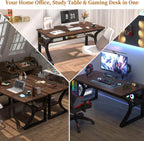 47 X 23.6'' Computer Desk, Home Office Desks w/Shelf Storage, Computer Desk w/Metal Frame, Cable Management, Study Student Desk Writing Work Table Deeper & Thicker Desktop for Home Bedroom