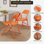 IDEALHOUSE Folding Chairs Set of 2, Heavy Duty Portable Metal Chairs with Steel Seat, Non-Slip Feet, Foldable Stackable Design, 350 Lb Capacity for Office, Weddings, Parties, Indoor & Outdoor Use