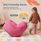 DUMOS 24" Kids Sofa, Stuffed Toddler Couch with Faux Rabbit Fur Cover for Teens & Kids, Comfy Lazy Sofa Chair for Reader, Living Room, Bedroom, Aged 4-12 Years Rose Red