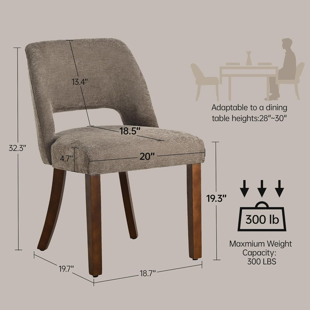 Usaint Wooden Dining Chairs Set of 6, Modern Upholstered Dining Room Chair Kitchen Chairs with Ergonomic Curved Backrest for Kitchen and Restaurant, Brown