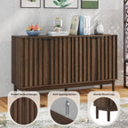 Otterease Fluted Cabinet with Storage, Small Buffet Cabinet Sideboard with Door, Kitchen Buffet Storage Accent Cabinets with Adjustable Shelves for Living Room, Entry, Hallway,Wlanut
