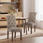 Dining Chairs Set of 2, Button Tufted Parsons Upholstered Chairs with Solid Wood Legs, Mordern Fabric Kitchen Chairs for Dining Room