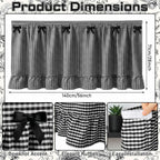 Tudomro Cabinet Curtains 56" x 28" Sink Skirt for Bathroom Kitchen Office Desk Black Ruffle Gingham Cabinet Curtains for Classroom Office Home Drape Under Desk Privacy Drape for Laundry Room