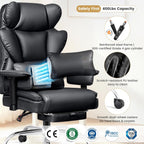 Big & Tall Office Chair 400 lbs – 21.3" Wide Seat High Back Ergonomic Executive Chair with Retractable Footrest, Heavy Duty Computer Gaming Chair for Heavy People, Black