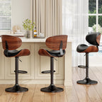 YaFiti Swivel Bar Stools Set of 2, Bar Stools for Kitchen Counter, Black | Comfortable Faux Leather Seating with Ergonomic Support and a Sturdy Footrest for Modern Kitchen Islands and Home Bars
