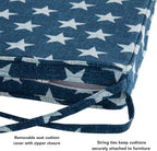 Outdoor 18-inch Square Reversible Seat Cushion with Ties, 4-Pack, Stars