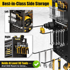 Power Tool Organizer Wall Mount | 8-Outlet TR Charging Station | Garage Storage Rack with Cordless Drill Holder | Heavy Duty Metal Shelf for Workshop Organization