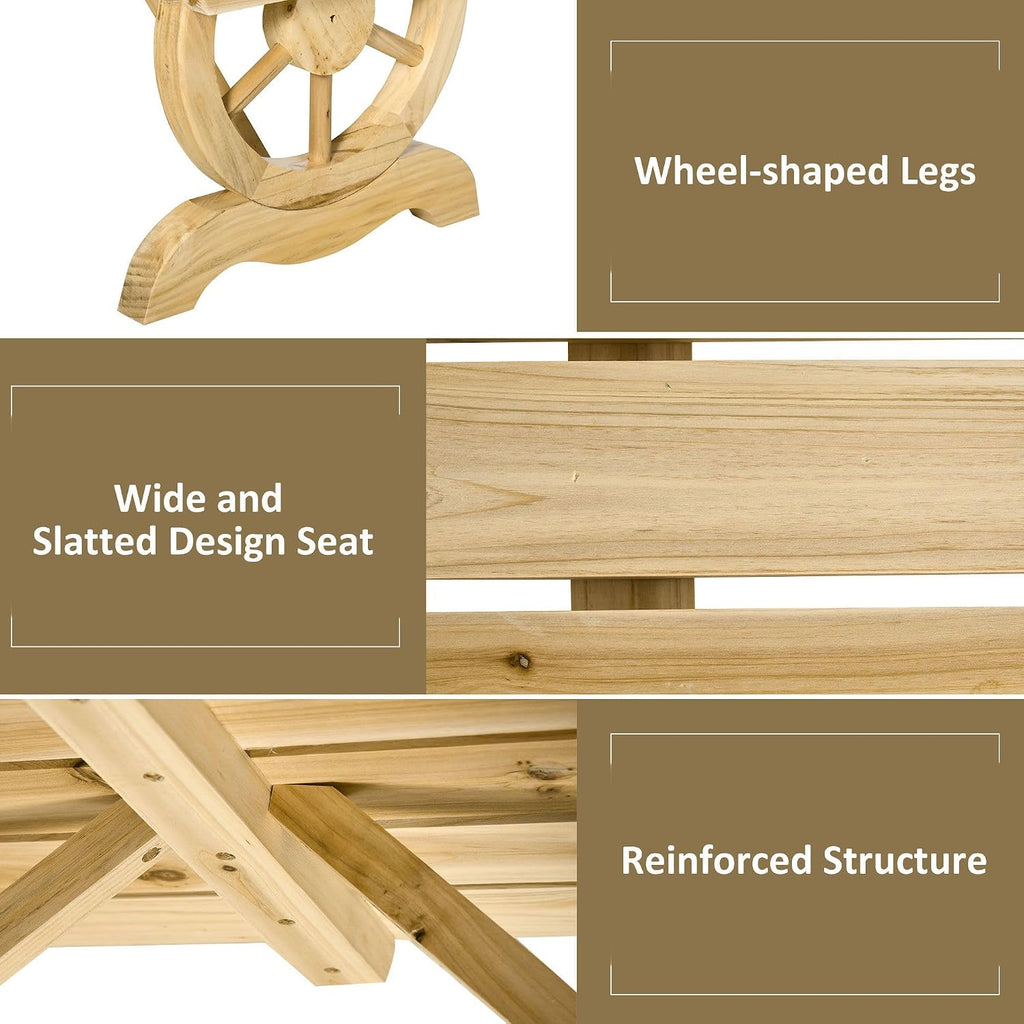 2-Person Outdoor Bench with Wagon Wheel Design