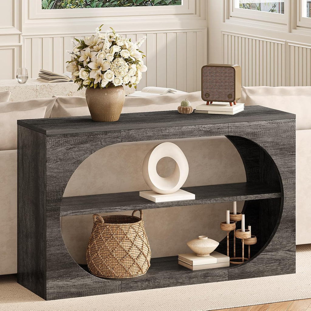 Console Table, 55-Inch Entryway Tables 3-Tier Wood Narrow Sofa Tables for Living Room Foyer Table for Entryway, Hallway, Entrance