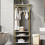 IDEALHOUSE Corner Coat Rack with Shoe Bench Entryway and 6 Double Hooks, Corner Hall Tree - Corner Clothes Rack with Storage Corner Tree with Organizer Shoe Bench Shelf for Entryway, Hallway, Closet