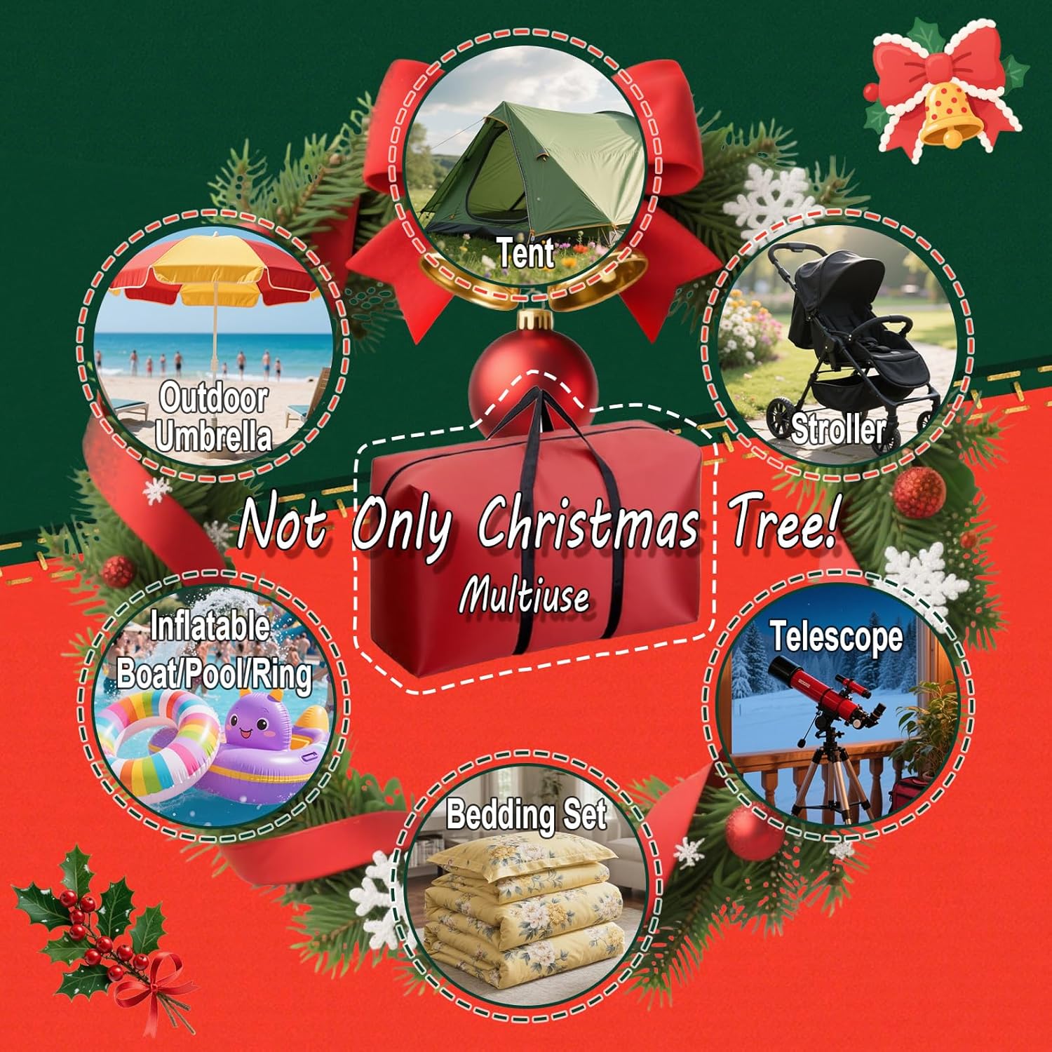 Small Christmas Tree Storage Bag Heavy Duty 3FT/4FT/5FT Christmas Tree Bag for Detachable Christmas Tree 600D Oxford Waterproof Dusty-Proof with 2 Reinforced Handle,Large Zipper Opening