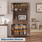 GAOMON 72“ Tall Pantry Cabinet with Drawer, 32” Wide Kitchen Pantry Storage Cabinet with Countertop, Large Kitchen Hutch with Storage Drawers and Doors for Dining Room, Living Room, Brown