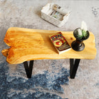 WELLAND Live Edge Cedar Bench, 28" W x 12" D x 16" H, Farmhouse Entryway Bench for Living Dining Room, Rustic Entry Way Benches