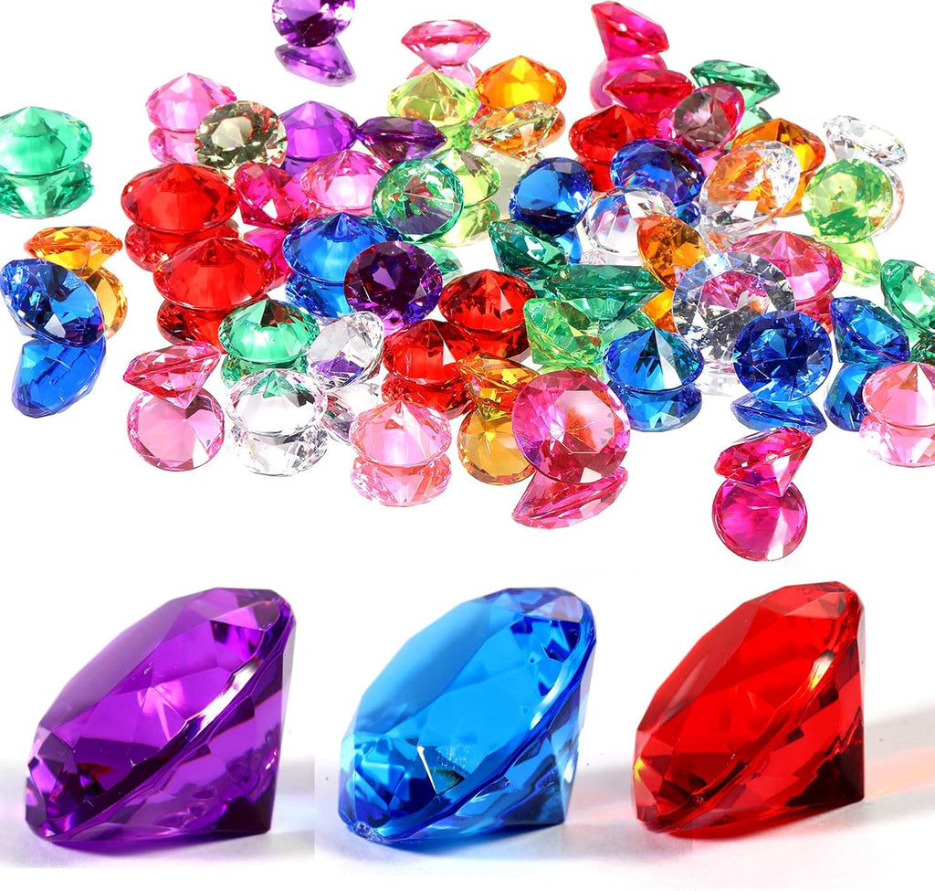 75pcs Multi-Colored Acrylic Gems Plastic Gemstones for Pirate Treasure Party Decoration Table Decorations Vase Filler Fish Tank etc. (Multi Color)