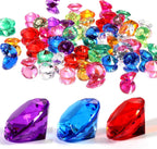 75pcs Multi-Colored Acrylic Gems Plastic Gemstones for Pirate Treasure Party Decoration Table Decorations Vase Filler Fish Tank etc. (Multi Color)