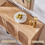 IFGET Modern Buffet Cabinet with Storage, 92.63" W Fluted Arched Sideboard Cabinet w/Adjustable Shelves, Wooden Modular Coffee Bar for Dining Room, Kitchen, Living Room, Entryway, Natural
