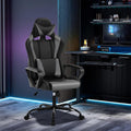 Grey Gaming Chair | Ergonomic High Back Desk Chair Racing Style with Lumbar Support, Headrest & Arms - Heavy Duty Swivel Computer Chair for Office