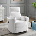 Soho Baby Nottingham Upholstered Glider Recliner Rocking Chair 360° Swivel for Nursery and Living Room, Plush White