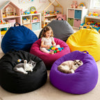 ZurNesfure Bean Bag Chair, Teardrop Small Bean Bag with Filling, 2.5FT Bean Bag Chairs for Living Room, Washable Comfy Chair with Handle, Fluffy Bean Bag for Reading Gaming Relaxing (Blue, 2.5FT)