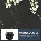 VICLLAX 53" Round Patio Dining Table for 6-8, All Weather Metal Outdoor Table with 1.57" Umbrella Hole and Surdy Frame for Garden Lawn Deck, Black