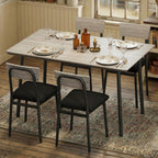 Garvee Dining Table Set for 4 with 4 Upholstered Chairs, Dining Room Table Set for 4 w/Beveled Edge Design, Wood Kitchen Table Chairs Set of 4 for Dining, Kitchen Room, Apartmen,Rustic Gray