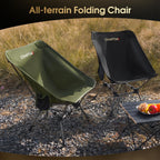 Camptime Portable Camping Chair Plus, Larger & Roomier, Compact and Lightweight, Folding Chair for Backpacking & Hiking, 330Lbs Capacity, Black