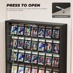 6-Tier Wall Display Case with Glass Doors, LED Sports Card Display Case with Adjustable Glass Shelves, Shot Glass Display Case for Collectibles, Display Cabinet for Trading Cards, Black