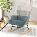 Giantex Rocking Chair Nursery, Boucle Upholstered Glider Rocker w/Ergonomic High Backrest, Rubber Wood Legs & Side Pocket, Striped Modern Accent Chair for Bedroom, Living Room, Offices