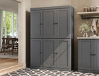 Palace Imports Solid Wood Kitchen Pantry Cabinet 71.5" Tall, 48.5" Wide – Wooden Storage Cabinet w/ 6 Shaker Doors & 8 Adjustable Shelves – Gray, 100% Renewable Eco-Friendly Wood, Made in Brazil