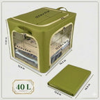 Closet Storage Bins - 3 Openings Clothes Cube Storage Bin with METAL FRAME (Green, 40L, 4 Units) - bed sheet organizer - blankets - bedsheet organizers - closet -sweater - hoodie - shoe