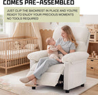 Korser Recliner Chair, Living Room Recliner Chairs for Adults, Small Recliners for Small Spaces, Upholstered Manual Reading Chair with Side Pockets, Nursery Chair for Living Room, Corduroy, Beige