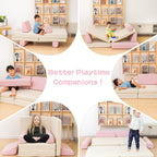 Modular Kids Play Couch, 5 Second Quick Bounce High Density Foam, Corduroy Fabric, Kids Sofa That Inspires Toddler Creativity for Playroom Bedroom Living Rooms Toddler Sofa -Pink and Beige