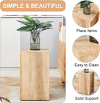 Natural Wood Marble Texture Side Table, MDF End Table, 11.8 x 11.8 x 19.6 Inch, Rectangular Living Room Accent