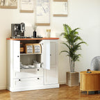 Buffet Cabinet with Storage, 47.5” Modern Sideboard with 3 Doors & 2 Drawers, Credenza for Living Room, Wooden Coffee Bar Cabinet with Removable Shelf for Kitchen Dining, White